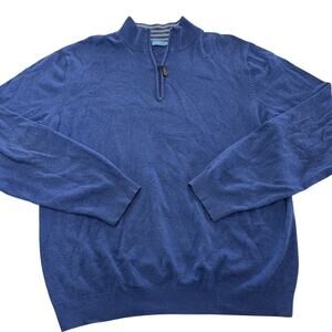 J McLaughlin Sweater Mens XL Blue Tate Quarter Zip Pullover Classic Preppy